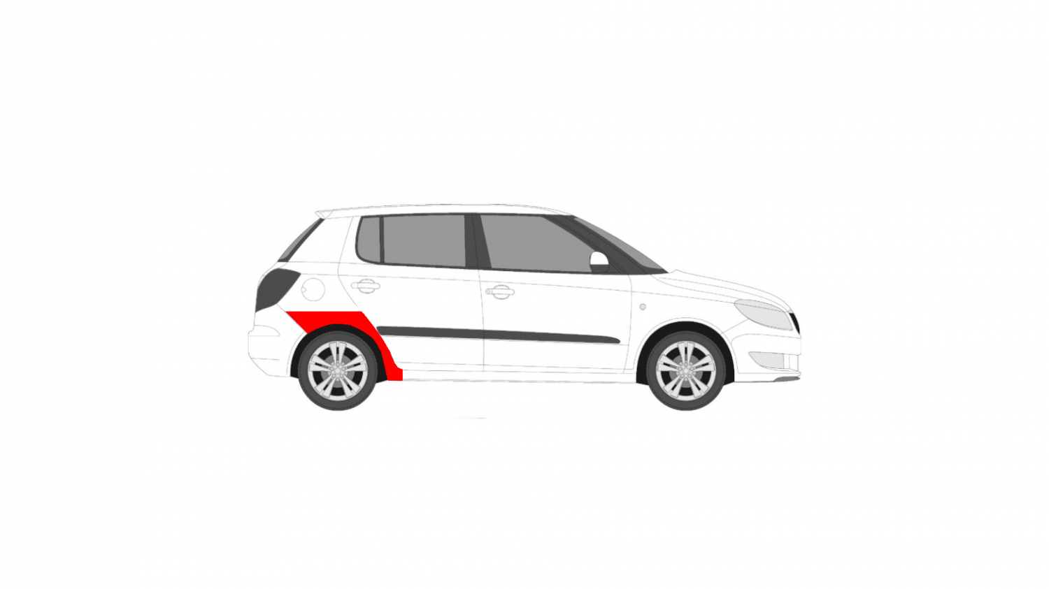 SKODA FABIA 07-10 REAR RIGHT FENDER