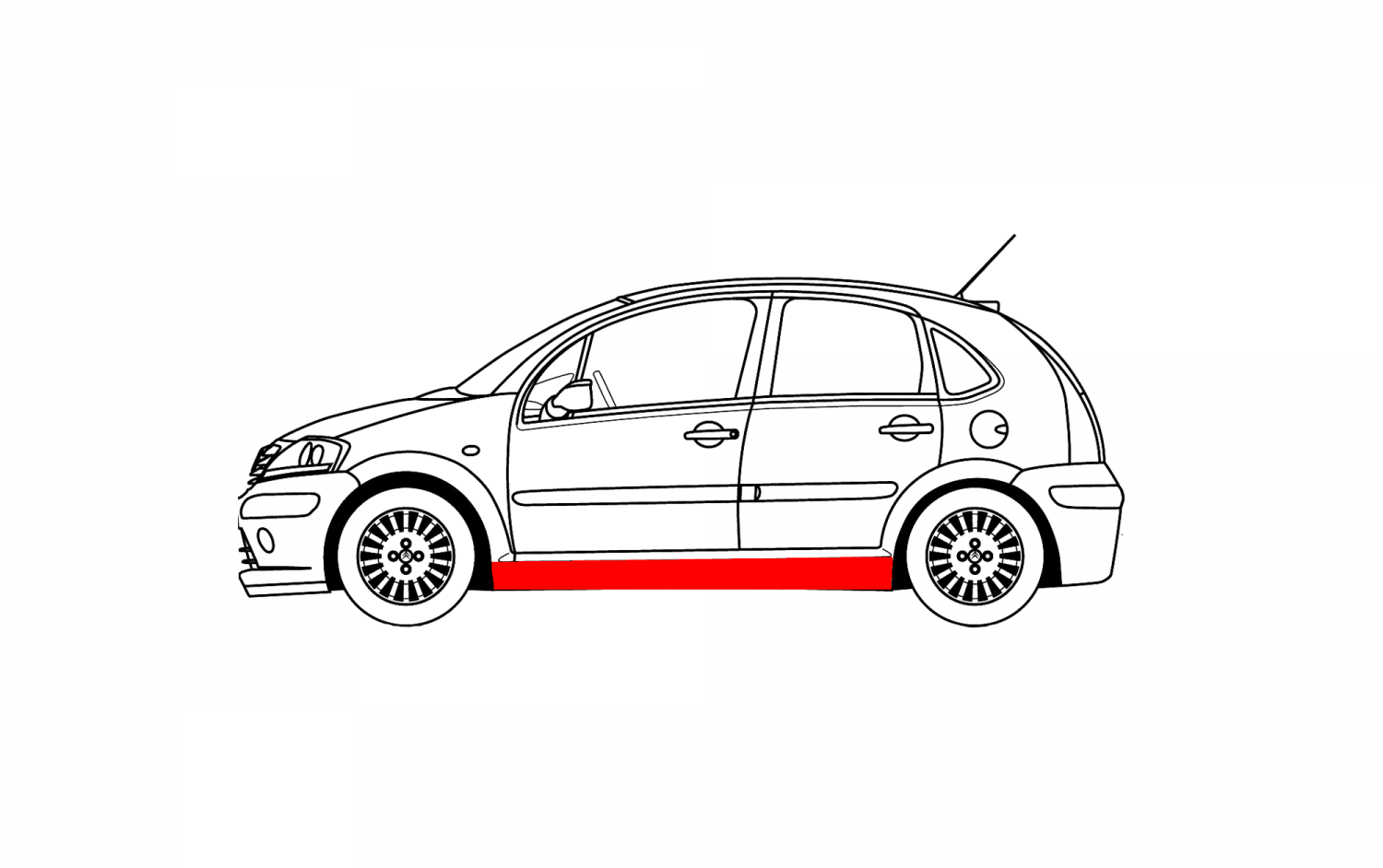 CITROEN C3 02-10 KOMPLETNÁ OPRAVA PRAVEJ BOČNEJ ČASTI