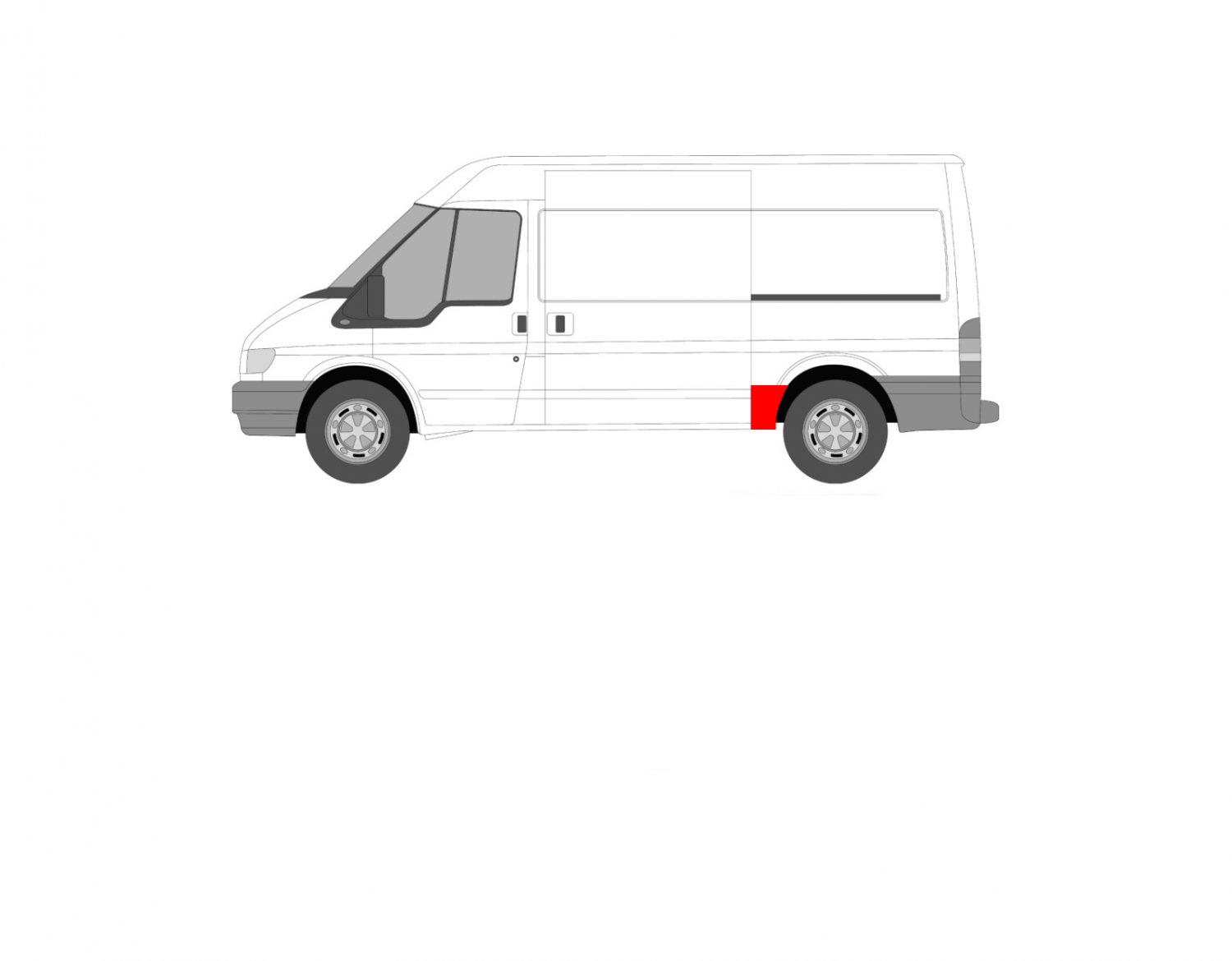 OPRAVA ĽAVÉHO ZADNÉHO BLATNÍKA FORD TRANSIT 00-13