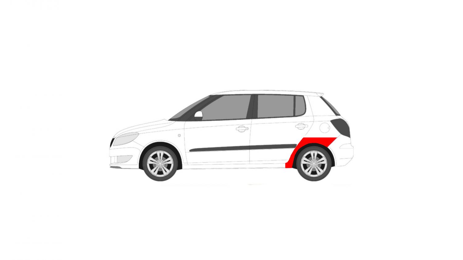 SKODA FABIA 07-10 REAR LEFT MUDGUARD