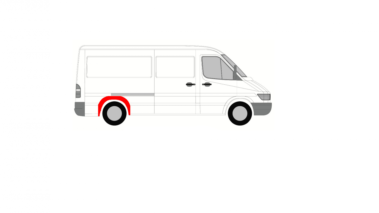 MERCEDES SPRINTER 95-06 HÁTSÓ SÁRVÉDŐ JAVÍTÓKÉSZLET SZIMPLA HÁTSÓ KEREKEKHEZ