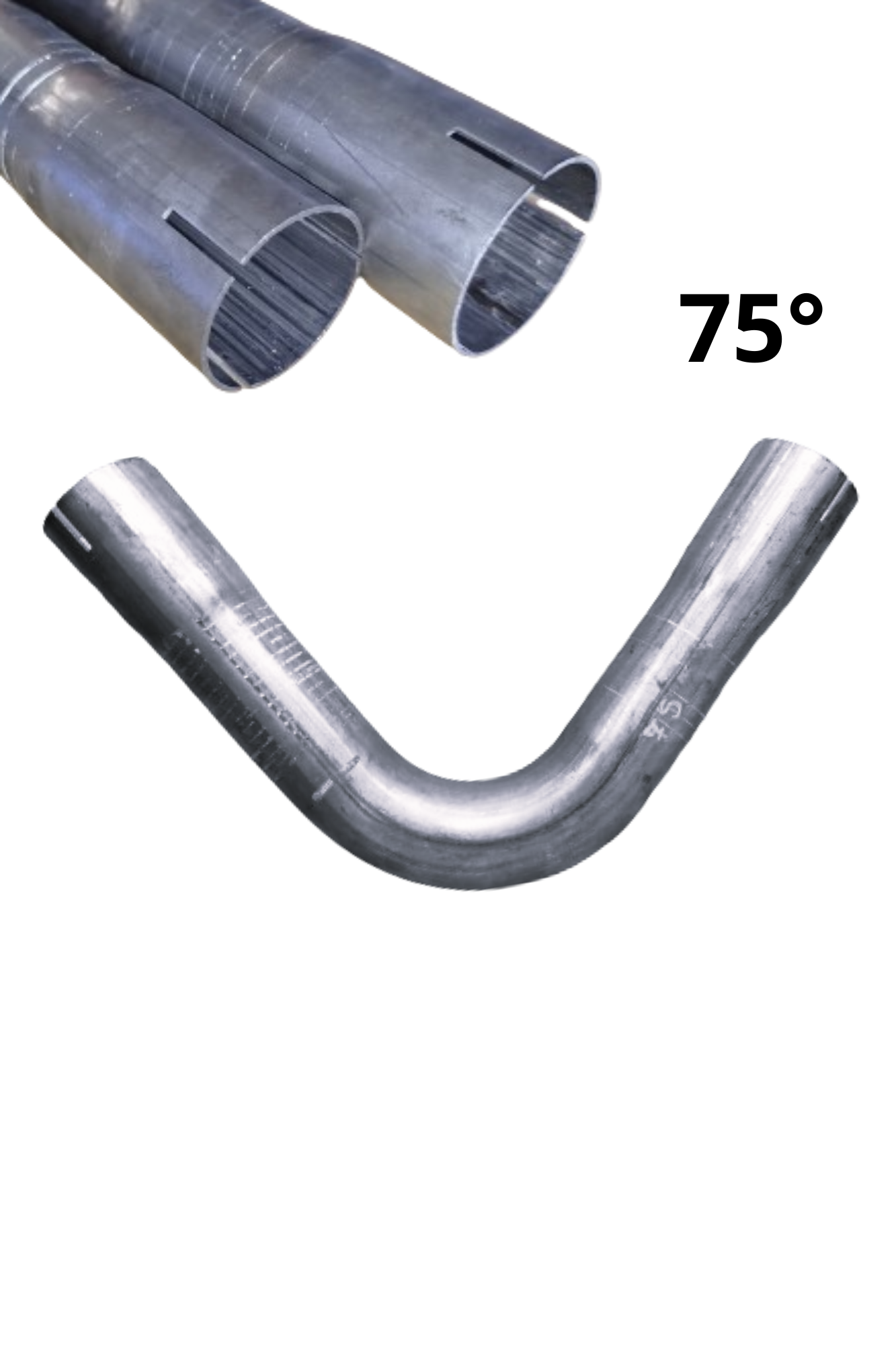 Obojstranné oceľové koleno z rozšírenej rúry, Ø 35 mm, 75 stupňov Obojstranné oceľové koleno z rozšírenej rúry, Ø 35 mm, 75 stupňov