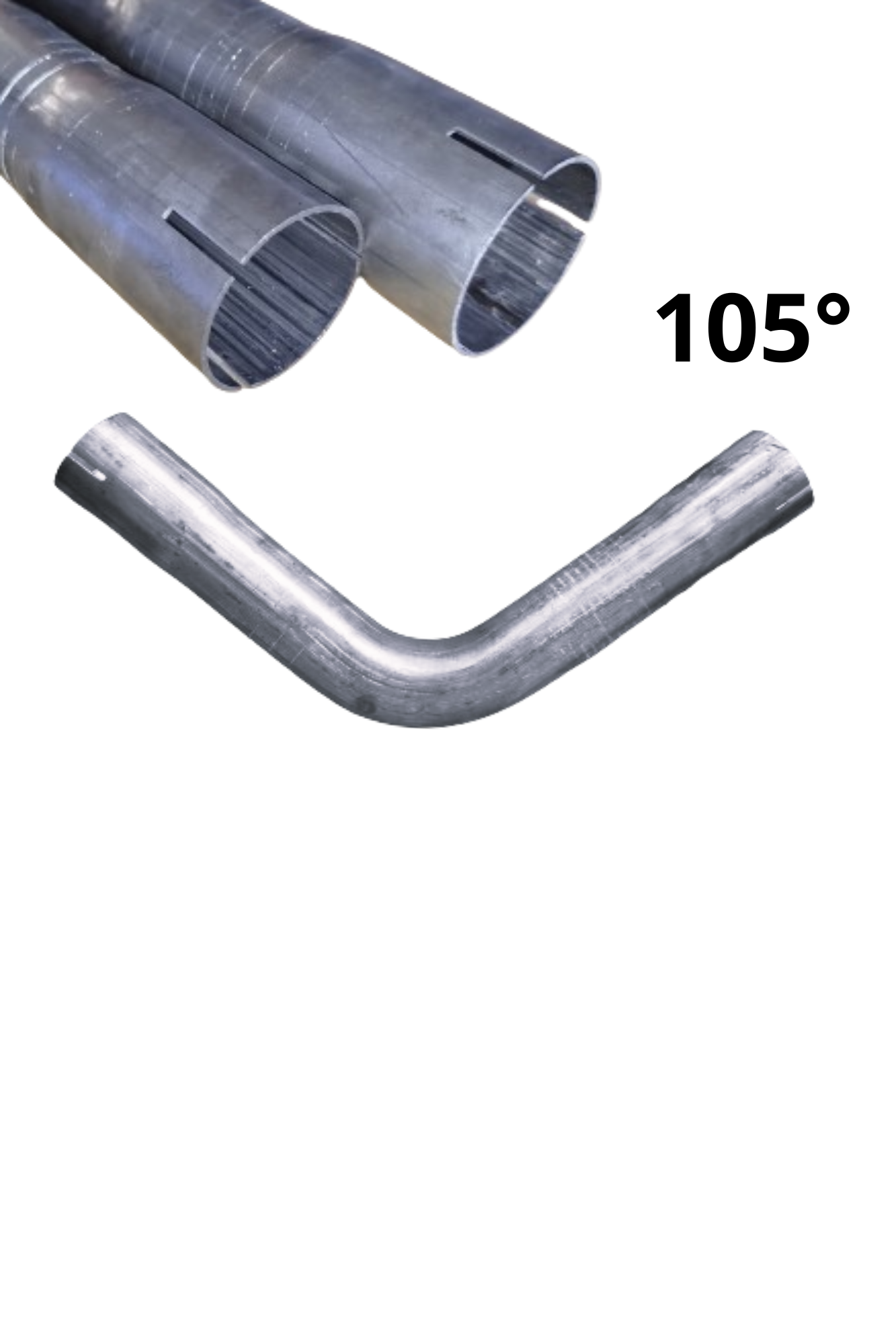 Obojstranné roztiahnuté oceľové potrubné koleno, 38 mm, 105 stupňov Obojstranné roztiahnuté oceľové potrubné koleno, 38 mm, 105 stupňov