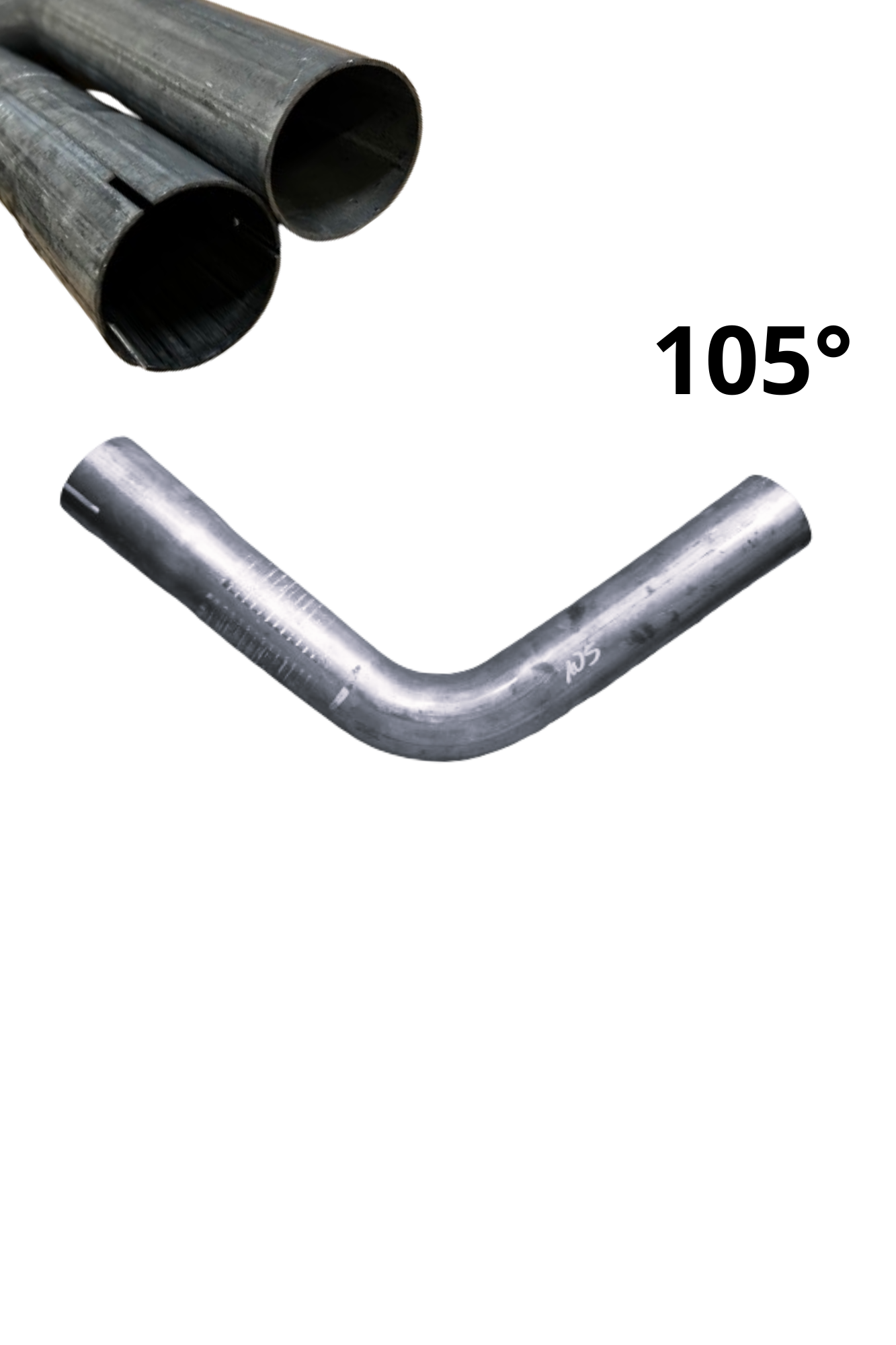 One-sided expanded steel pipe elbow, 43mm, 105 degrees